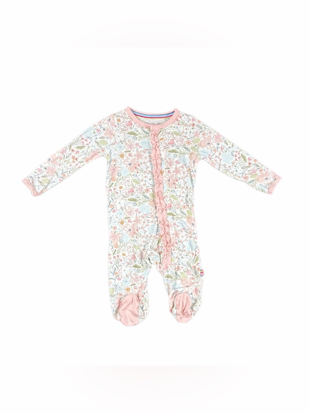 MAGNETIC ME Floral Print Modal Magnetic Ruffle Footie - 0-3M